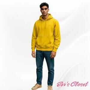Super Dry Hoodie Mens Sweatshirt Yellow Pullover Sz M